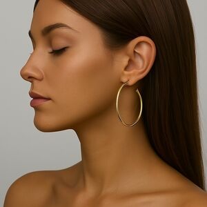 Women's Polished Gold tone Half Hoop Earrings